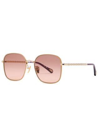 Chloé Oversized Square-frame Sunglasses - Gold - One Size