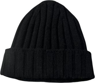 Bl'ker Kasjmieren muts met omslag - Heren - Hoeden - Zwart - ONE Size - Kasjmier - Accessoires