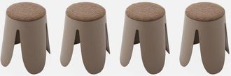 Sweeek Sweeek - Taburetes apilable de borreguito texturizado, set de 4, Niki, Marrón, 44x30x46 cm