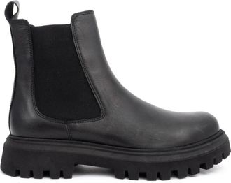 Sergio Moretti Casual Zwarte Enkellaarsjes - Dames - Chelseaboots - Zwart - 40 EU - Leer - Schoenen