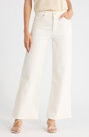 Paige Anessa High Waist Ankle Wide Leg Jeans in Champagne Ecru at Nordstrom, Size 26P