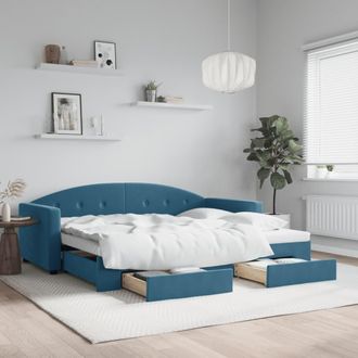 vidaXL Sof&aacute; Cama Nido Con Cajones Terciopelo Azul 90x200 Cm Vidaxl