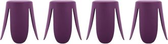 Sweeek Taburete apilable polipiel, set de 4, violeta