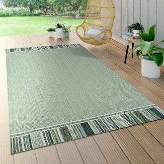 Paco Home Paco Home Alfombra Interior Exterior Verde Beige Balc&oacute;n Terraza Ribetes Tejido Resistente 200x290 Cm