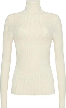 Wolford Merino Fine Rib Pullover - Dames - Coltruien - Beige - L - Wol - Truien & Vesten