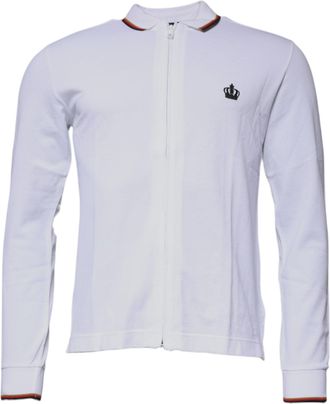 Dolce & Gabbana White Crown Men Full Zip Sweatshirt Sweater Cotton Silk Clothing