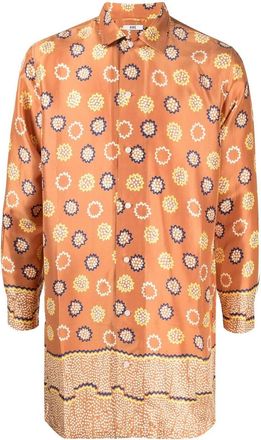 Bode all-over graphic print silk shirt - men - Silk - XS/S - Brown