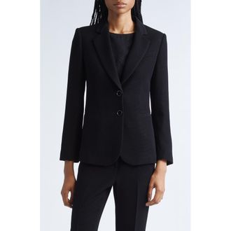 Emporio Armani Techno Waffle Blazer in Solid Black at Nordstrom, Size 4 Us