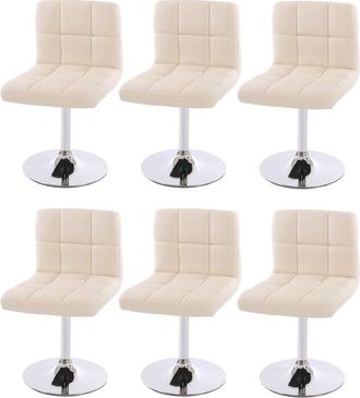 Hhg Hhg - Lote De 6 Sillas De Comedor Silla Giratoria Silla Kavala Imitaci&oacute;n Cuero Cromo, Crema