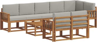 vidaXL Conjunto De Sof&aacute;s De Exterior 9 Uds. Gris Natural Y Claro Vidaxl