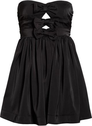 All in Favor Bow Strapless Fit & Flare Minidress in Black at Nordstrom, Size X-Small