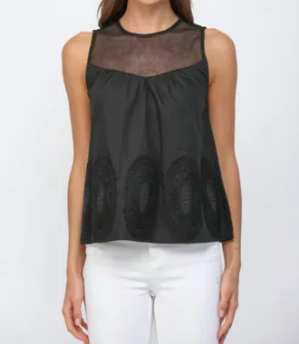 Fate Lace Appliqu&eacute; Tank Top In Black