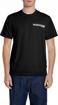 Replay T-Shirt REPLAY, Herren, Gr. XXL, schwarz, Jersey, Obermaterial: 100% Baumwolle, bedruckt, regular fit h&uuml;ftlang, Rundhals, abgesteppte Kante, Shirts T-