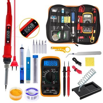OEM Kit De Soldador Lcd De 80 W, Temperatura De 180 A 480 &deg;c, 5 Puntas, Bomba Desoldadora, Cable, Soporte, Pinzas Electr&oacute;nicas