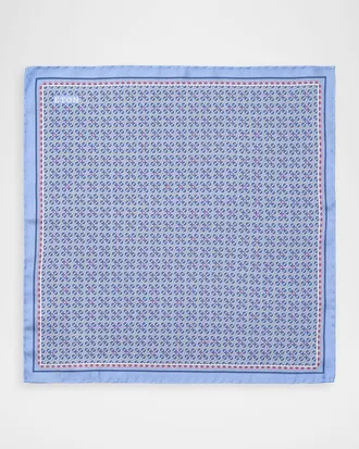 Eton Men & apos;s Rolo Chain-Print Silk Pocket Square
