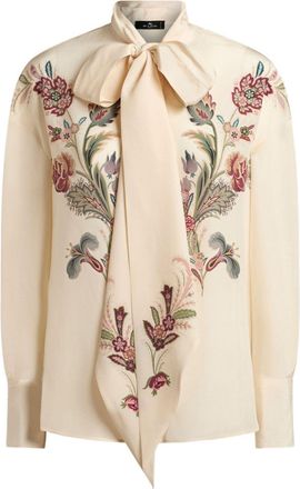 Etro Womens Silk Blouse With Floral Print Ivory Blouses Shirt