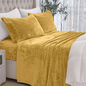 Elegant Comfort 4-Piece Velvet Plush Flannel Sheet Set