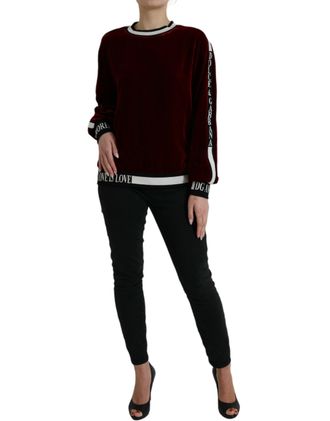 Dolce & Gabbana Womens Velvet Viscose-Silk Sweater Red