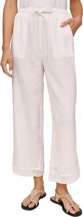 Bella Dahl Crochet Edge Pant In Ivory Sand