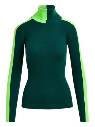 Essentiel stripe-detail turtleneck sweater - Green