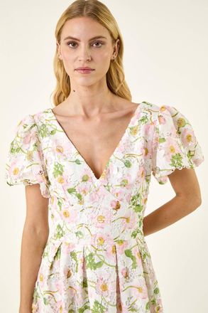 Roman Floral Crochet Lace Midi Dress