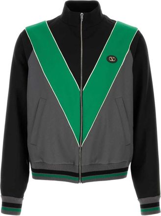 Valentino Garavani Nylon Sweatshirt met Rits en VLogo Patch - Heren - Vesten met rits - Veelkleurig - M - Nylon - Hoodies & sweatvesten