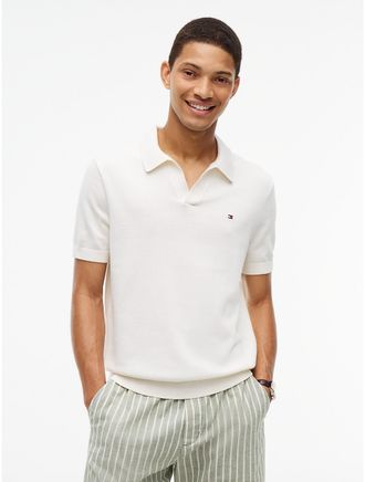 Tommy Hilfiger Mens Classic Short-Sleeve Sweater Polo - Ivory Petal - XL