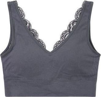 BraBar/Boutique Soft Reversible V Lace Bralette in Asphalt at Nordstrom, Size Medium