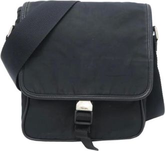 Prada Pre-owned Cross Body Bags, male, Black, Size: ONE SIZE Pre-owned Nylon Shoulder Bag