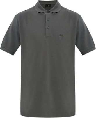 Etro Tops, Heren, Grijs, S, Katoen, Logo katoenen poloshirt