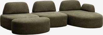 Sklum Sof&aacute; Modular Chaise Longue Derecho De 3 Piezas Y Puff Tapizado Giorgia Sklum