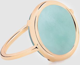 Ginette NY Bague Baby Disc Amazonite Or Rose