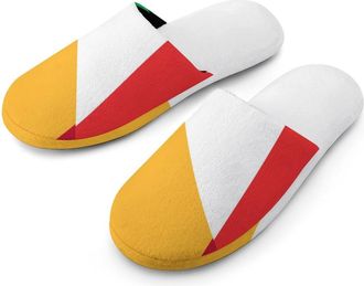 Generic Italy And Belgium Flag Cotton Slippers for Men Memory Foam House Slippers Soft Anti-skid Sole Indoor Outdoor Shoes
