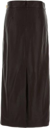 Ferragamo Womens Dark Brown Leather Skirt Expresso Gonne