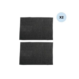 MSV Juego De 2 Alfombras De Ba&ntilde;o Chenille Microfibra 50x80cm Gris Oscuro Msv