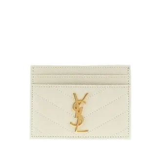 Saint Laurent Grain de Poudre leather cardholder Woman One Size