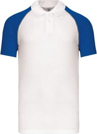 Kariban Baseball > Short-Sleeved Polo Shirt - White/Royal Blue, M, Men