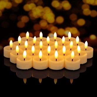 OEM 24 Velas Led El&eacute;ctricas Sin Llama Con Efecto De Llama 3d, Funcionan Con Pilas, Ideales Para Bodas, Fiestas, Decoraci&oacute;n Del Hogar Y Celebraciones