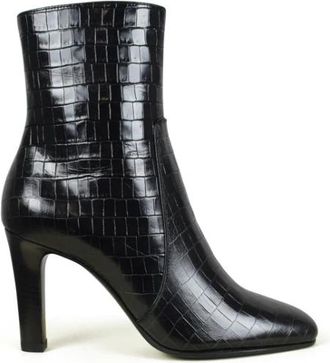 Saint Laurent Jane Enkellaarsjes - Dames - Laarzen met Hak - Zwart - 35 1/2 EU - Leer - Schoenen