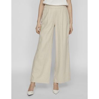 Vila Wijde broek met plooien, hoge taille