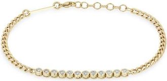 Zoë Chicco 14K Gold Curb Chain Diamond Tennis Bracelet in 14K Yellow Gold at Nordstrom, Size 7