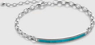 Monica Vinader Sterling Silver Mini Baguette Gemstone Chain Bracelet Turquoise