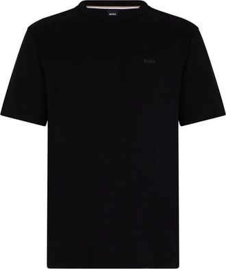 HUGO BOSS T-shirt van katoenen jersey met ton-sur-ton logo - Heren - T-shirts - Zwart - 2XL - Katoen - Tops