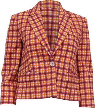 Michael Kors Collection Plaid Blazer in Multicolor Cotton