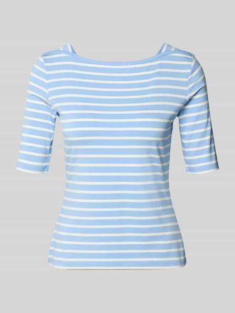 Comma Slim Fit T-Shirt aus Viskose-Mix in Bleu, Gr&ouml;&szlig;e 34