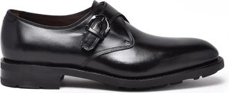 Ferragamo Black Leather Monk Shoes