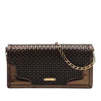 Burberry Pre-owned Woven Leather & Suede Shoulder Bag - Dames - Pre-owned - Bruin - Maat: ONE Size Leer