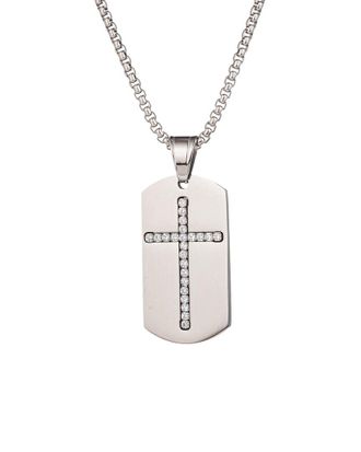 Eyecandy LA Eye Candy La Samuel Dog Tag Cross Pendant Drop Necklace
