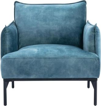 VENTE-UNIQUE.COM Sillón clásico terciopelo azul verdoso