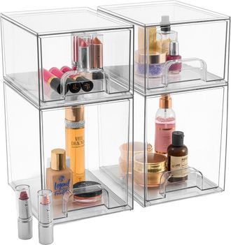 Sorbus Set Of 4 Acrylic Pull-Out Storage Containers For Makeup
